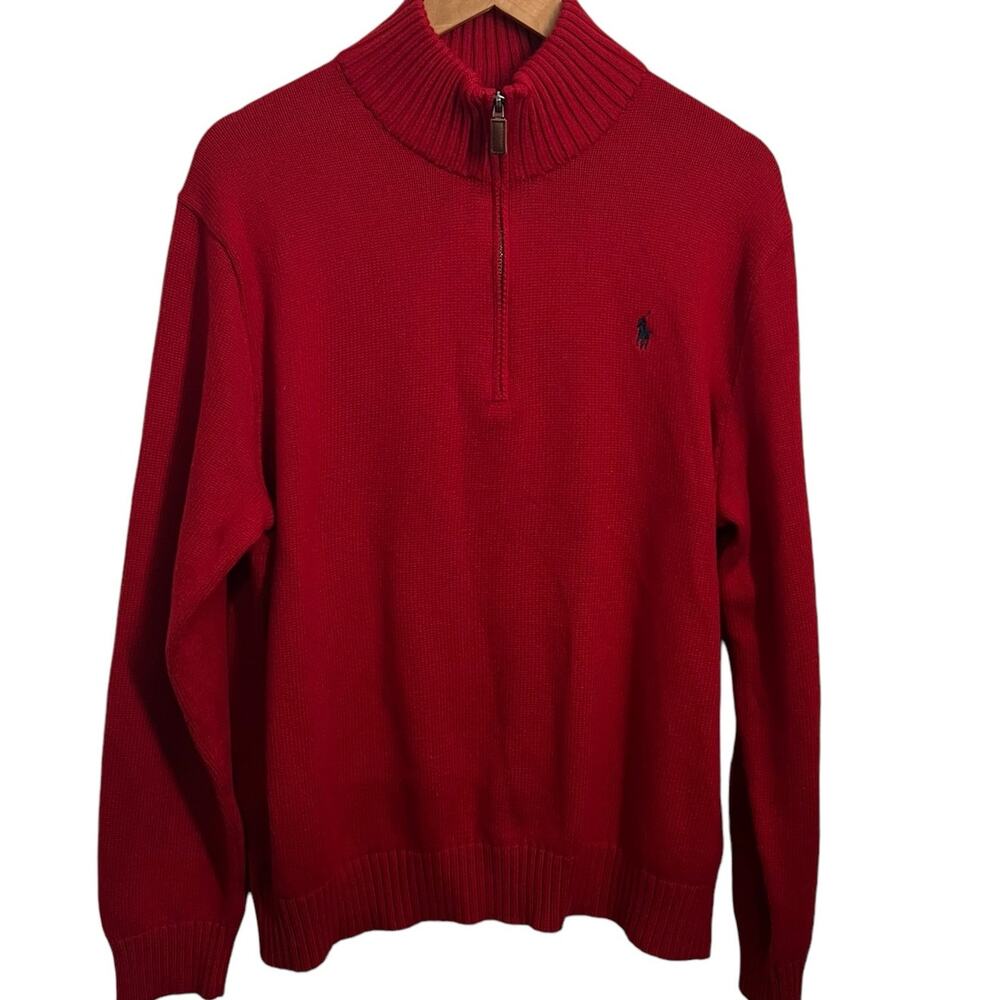 Polo Ralph Lauren Iconic Knit Cotton Quarter Zip Red Pullover Men's XL